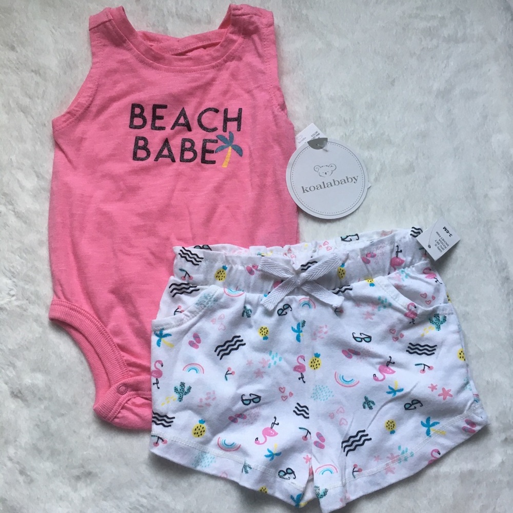 🦋 NWT Koala Baby Beach Babe palm tree short set